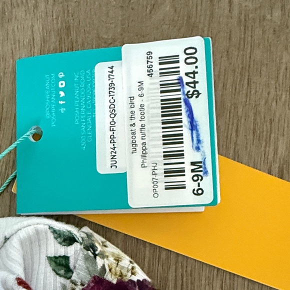 Posh Peanut Floral Ruffle Zip One-Piece - White with Pink & Burgundy Floral - Picture 4 of 4